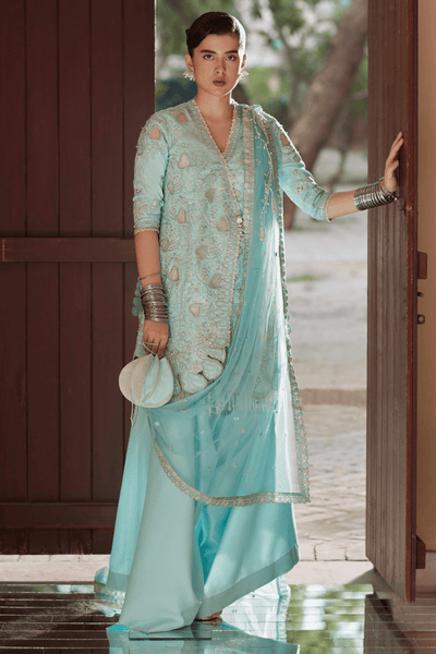 Soraya Aks soft blue chanderi silk suit, photo 3