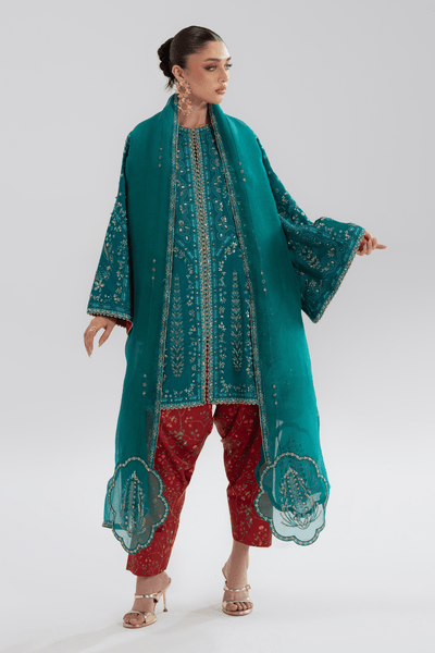 Soraya Alina teal raw silk shirt and shalwar, photo 6