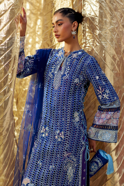 Soraya Évara deep blue double layered silk suit, photo 4