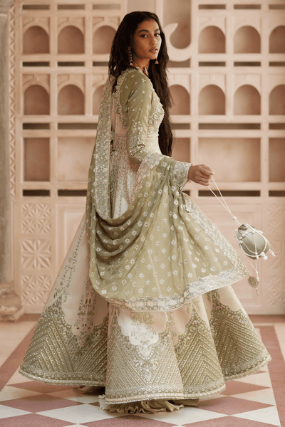 Soraya Lehr olive and cream peshwas and lehenga, photo 4