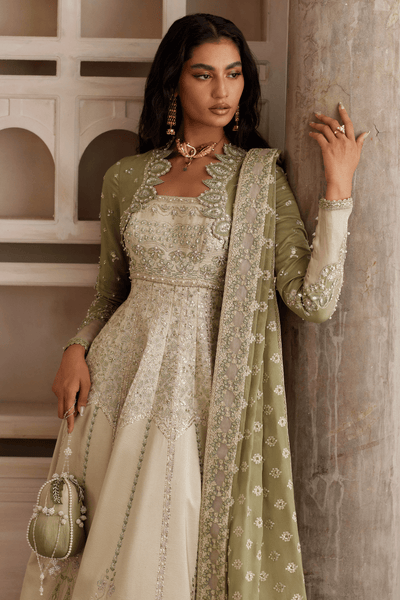 Soraya Lehr olive and cream peshwas and lehenga, photo 3