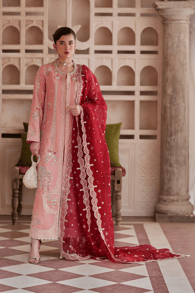 Soraya Mireya pink silk formal suit