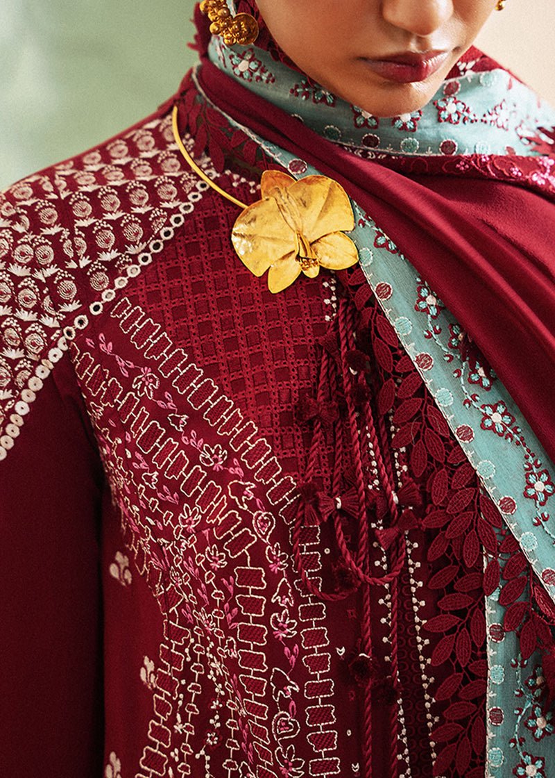 Suffuse | Eid Lawn 25 | INEESA-Brand:Suffuse-Type:Ladies Clothes-Red-Organza-House of Maryam- Buy in UK, USA