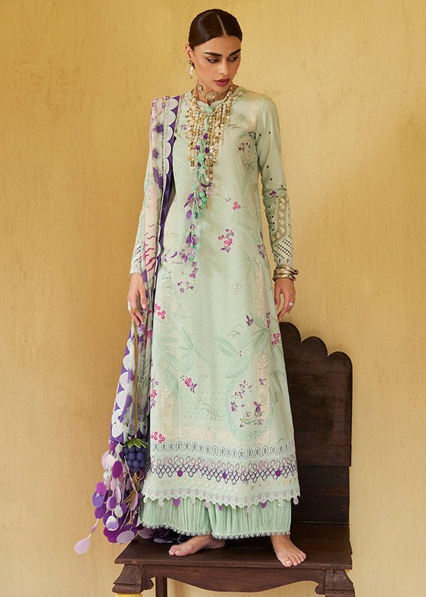 Suffuse | Eid Lawn 25 | LARA-Brand:Suffuse-Type:Ladies Clothes-Mint Green-Organza-House of Maryam- Buy in UK, USA