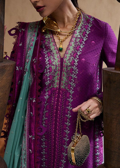 Suffuse | Eid Lawn 25 | OIRA-Brand:Suffuse-Type:Ladies Clothes-Plum-Organza-House of Maryam- Buy in UK, USA