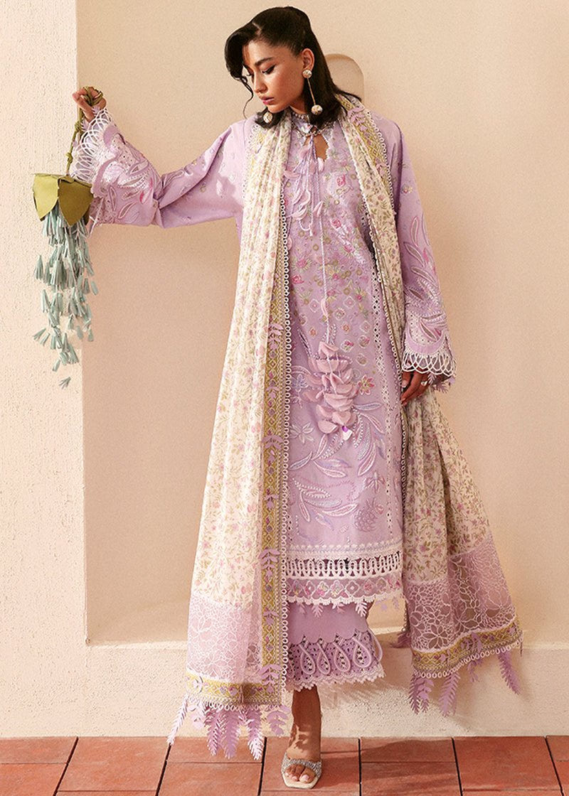 Suffuse Yasmin mauve purple embroidered lawn suit