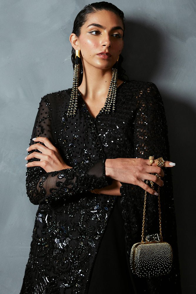 Suffuse Bella black drape dress with embellished jacket, photo 5