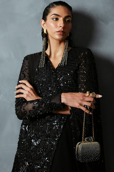 Suffuse Bella black drape dress with embellished jacket, photo 5