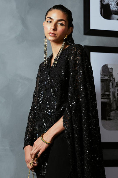 Suffuse Bella black drape dress with embellished jacket, photo 3