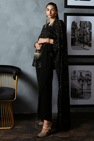 Suffuse Bella black drape dress with embellished jacket, photo 6