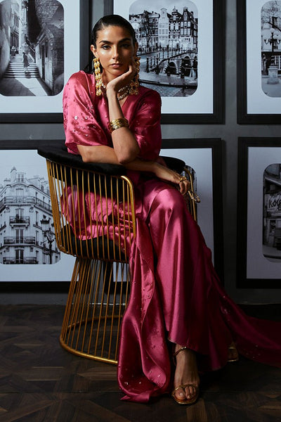 Suffuse Ilsa french pink tissue silk kaftan and pants, photo 4