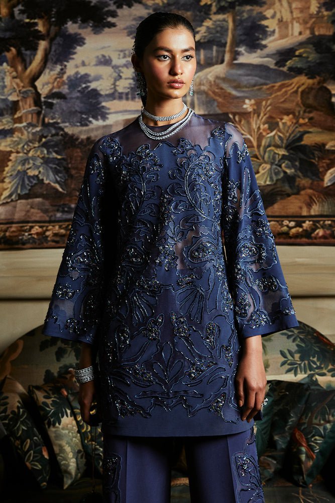 Suffuse | Luxury Pret 24 | IRINA-Brand:Suffuse-Type:Ladies Clothes-Cobalt Blue-Organza-House of Maryam- Buy in UK, USA