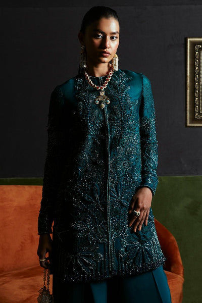 Suffuse Jasmine teal green organza jacket and flared pants, photo 4