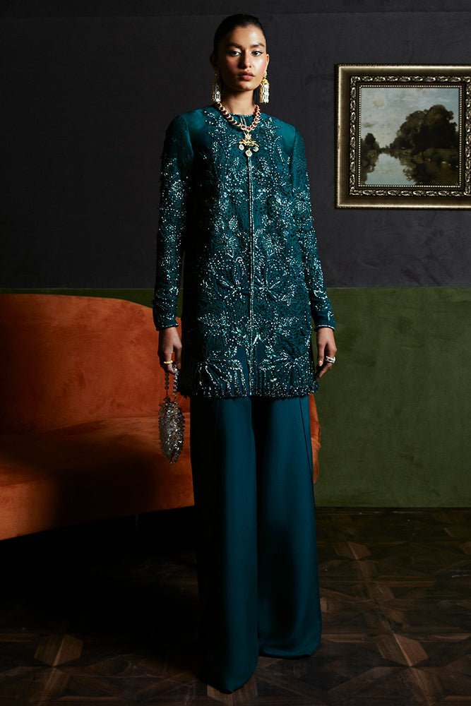 Suffuse | Luxury Pret 24 | JASMINE-Brand:Suffuse-Type:Ladies Clothes-Teal Green-Organza-House of Maryam- Buy in UK, USA
