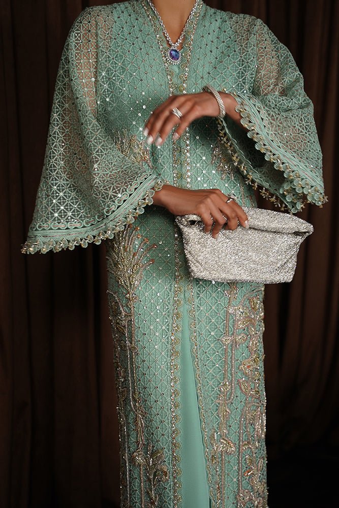 Suffuse | Luxury Pret 24 | LIVIA-Brand:Suffuse-Type:Ladies Clothes-Teal Green-Net-House of Maryam- Buy in UK, USA
