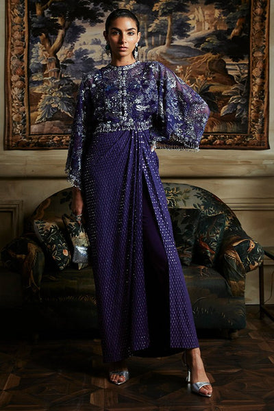 Suffuse Maeve cadbury purple kimono jacket and drape dress