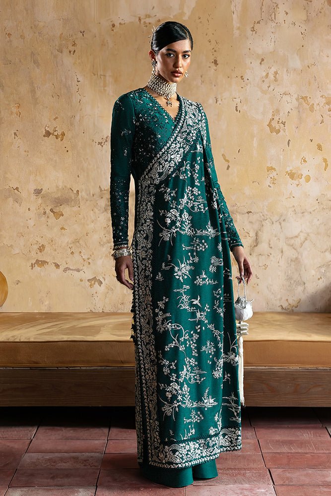 Suffuse | Silk Pret Summer 26 | AMARIEN-Brand:Suffuse-Type:Ladies Clothes-Teal Green-Silk-House of Maryam- Buy in UK, USA