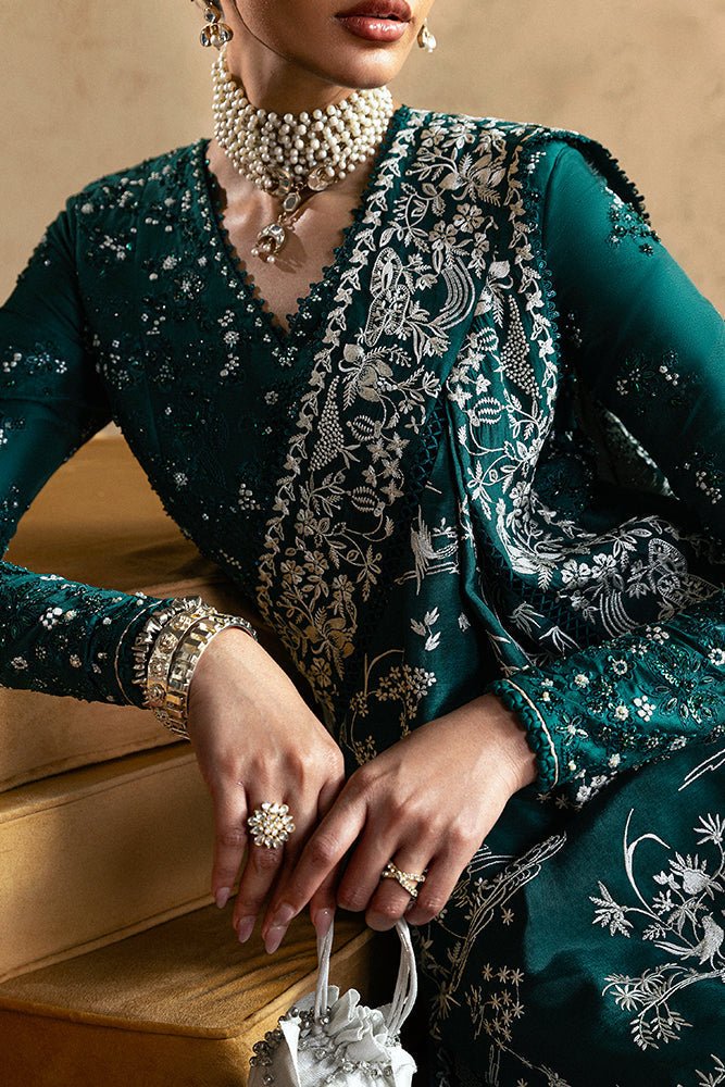 Suffuse | Silk Pret Summer 26 | AMARIEN-Brand:Suffuse-Type:Ladies Clothes-Teal Green-Silk-House of Maryam- Buy in UK, USA