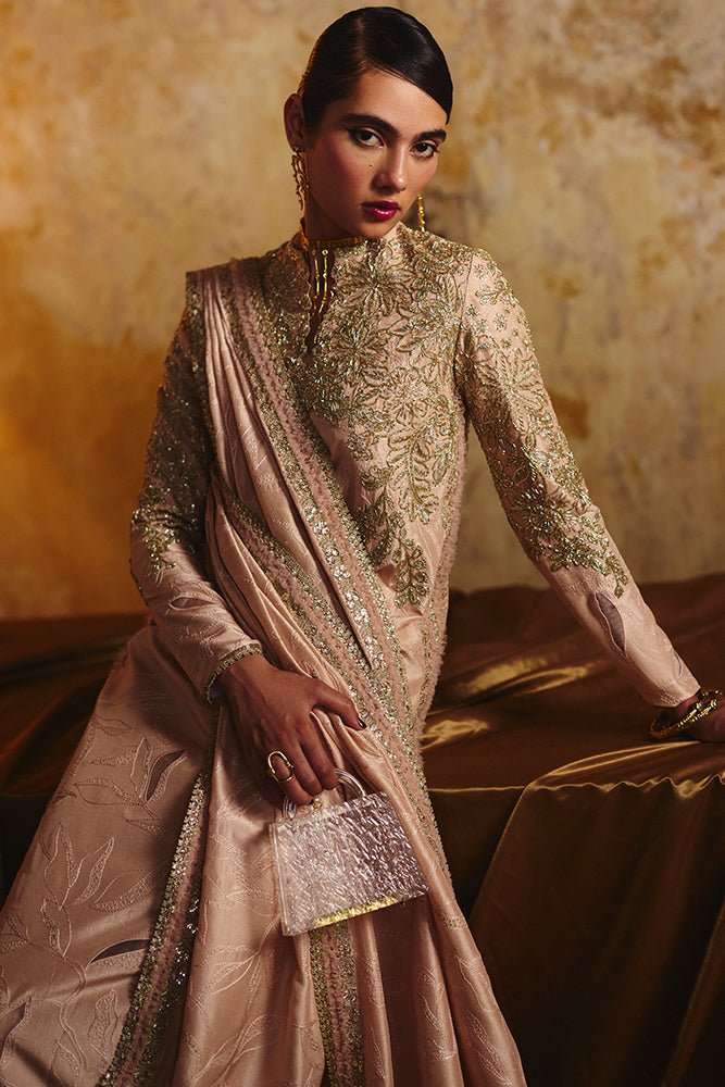 Suffuse Vareen rose gold draped silk shirt and pants, photo 2