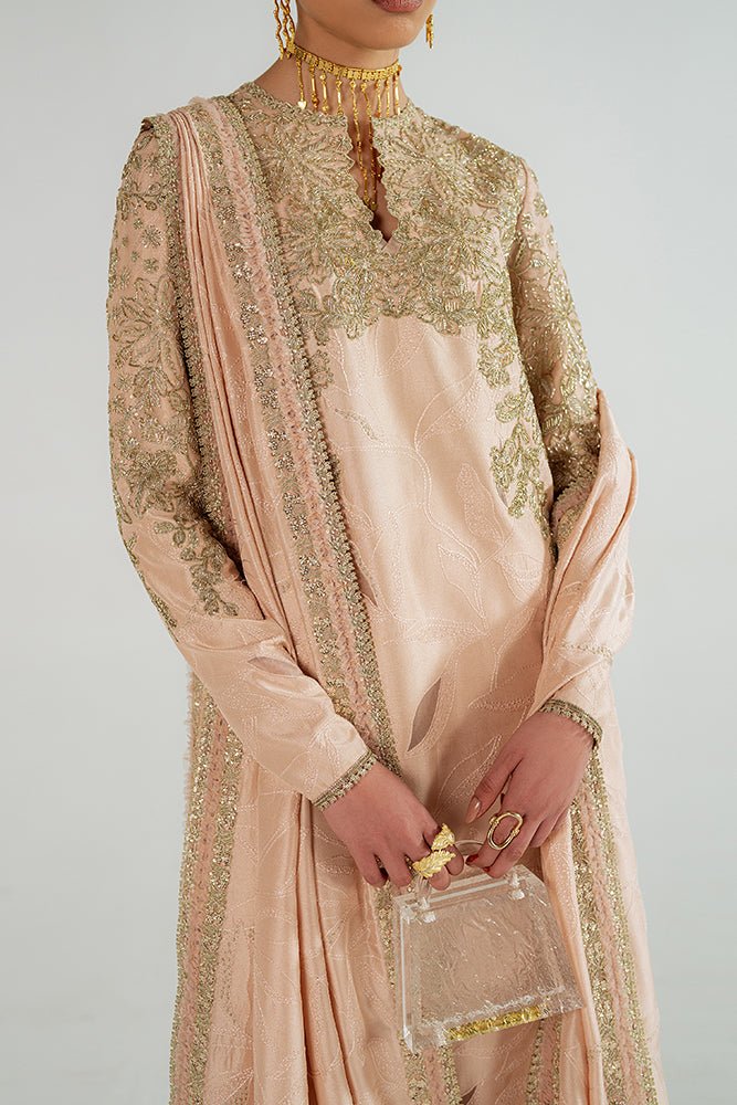 Suffuse Vareen rose gold draped silk shirt and pants, photo 4
