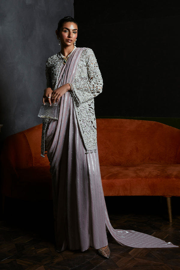 Suffuse Camilla soft lilac embellished jacket and cigarette pants