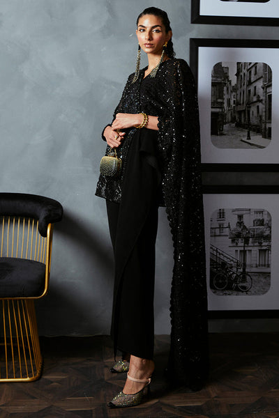Suffuse Bella black draped dress with embellished jacket, photo 6