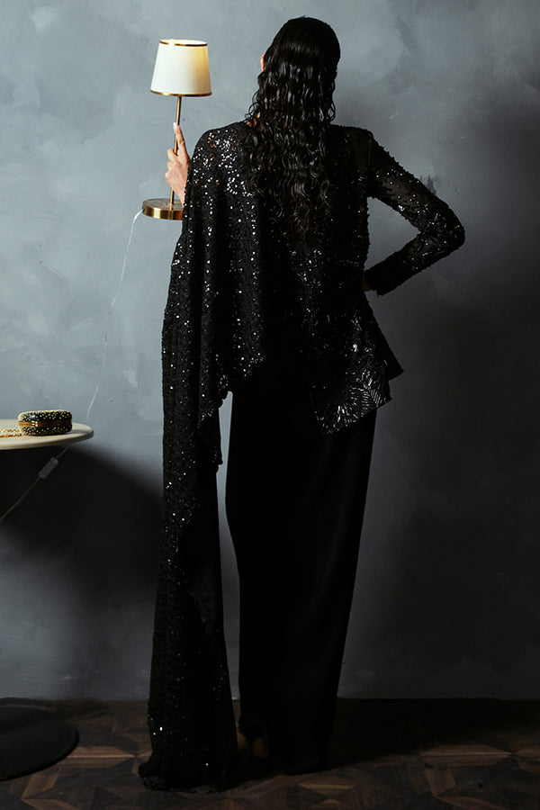Suffuse Bella black draped dress with embellished jacket, photo 2