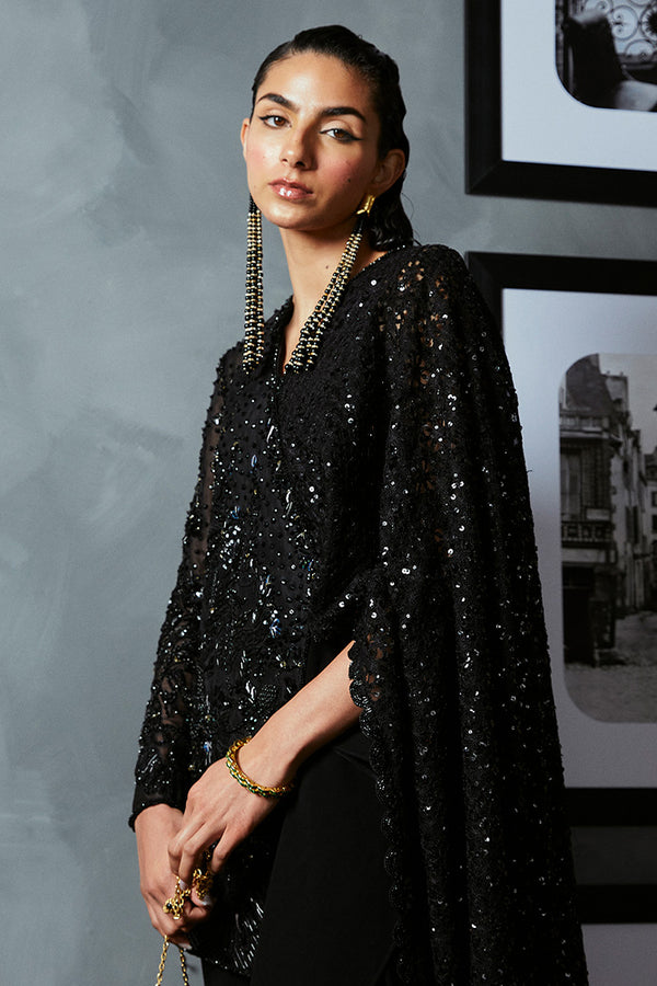 Suffuse Bella black draped dress with embellished jacket, photo 3
