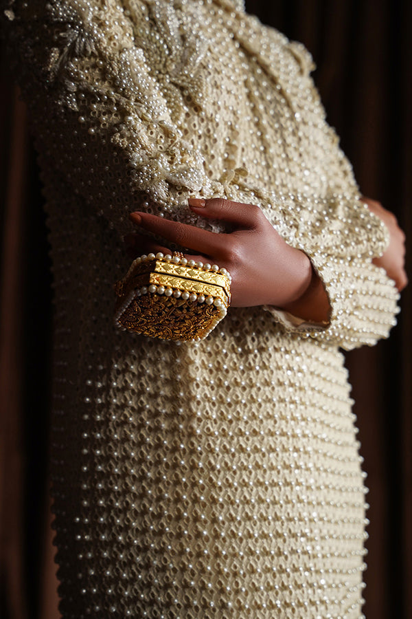 Suffuse Opal pale yellow pearl embellished shirt and pants, photo 4