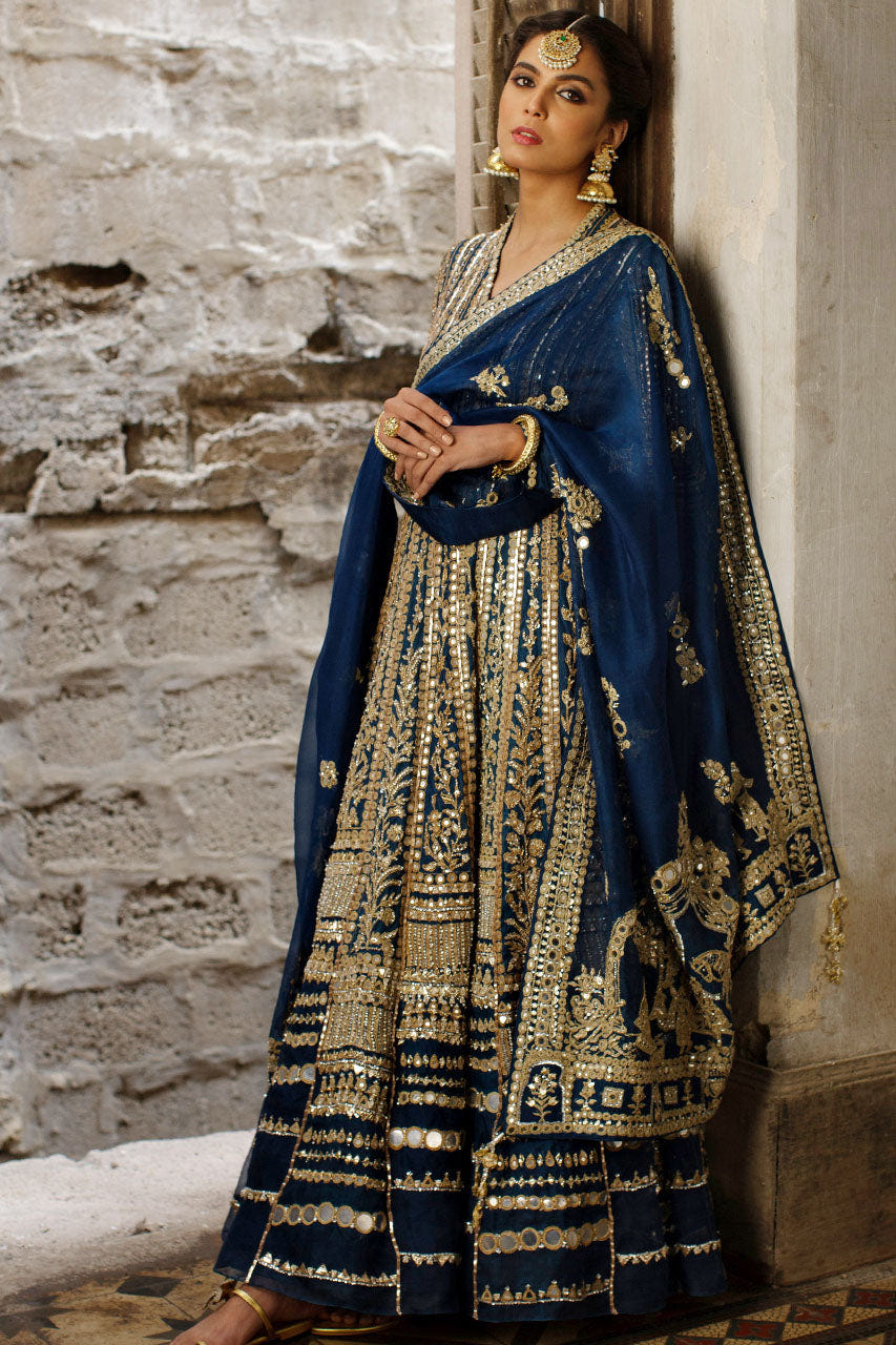 Nida Azwer | Hazaribagh Heirlooms | Teal Bridal -  Nida Azwer Bridals - Original Designer Dress - House of Maryam