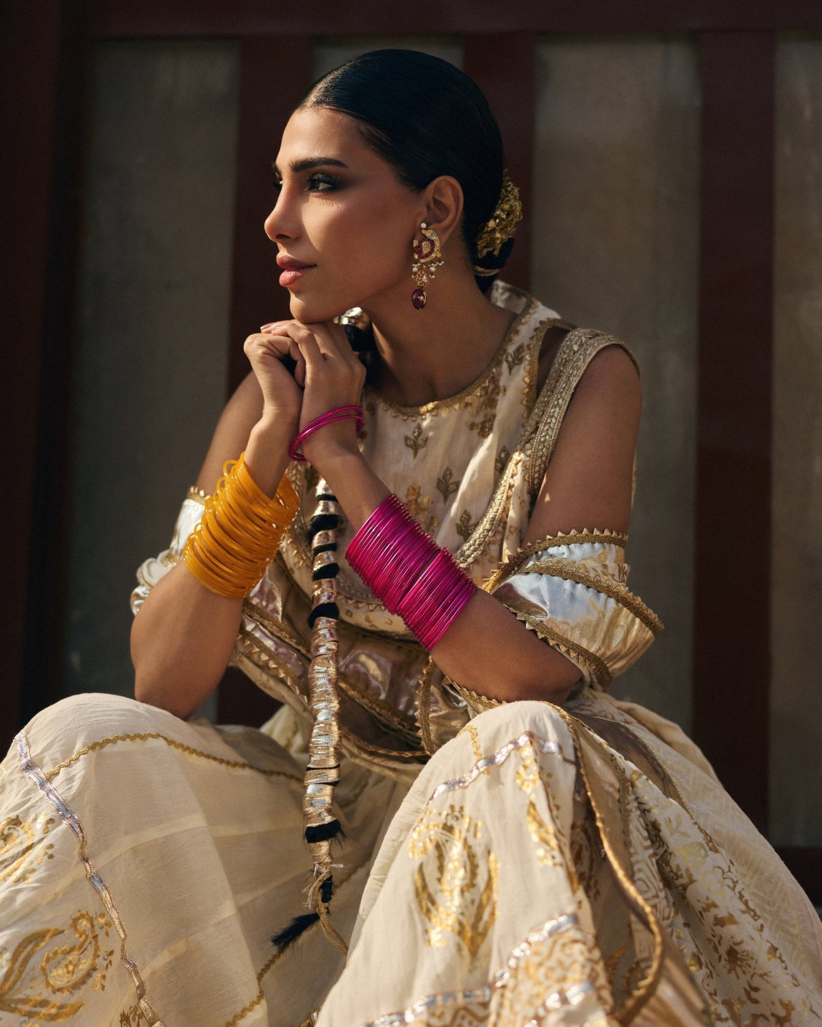 The Pink Tree Company | Polki Formals | Chandan-Haar-Brand:The Pink Tree Company-Type:Ladies Clothes-Ivory - House of Maryam- Buy in UK, USA