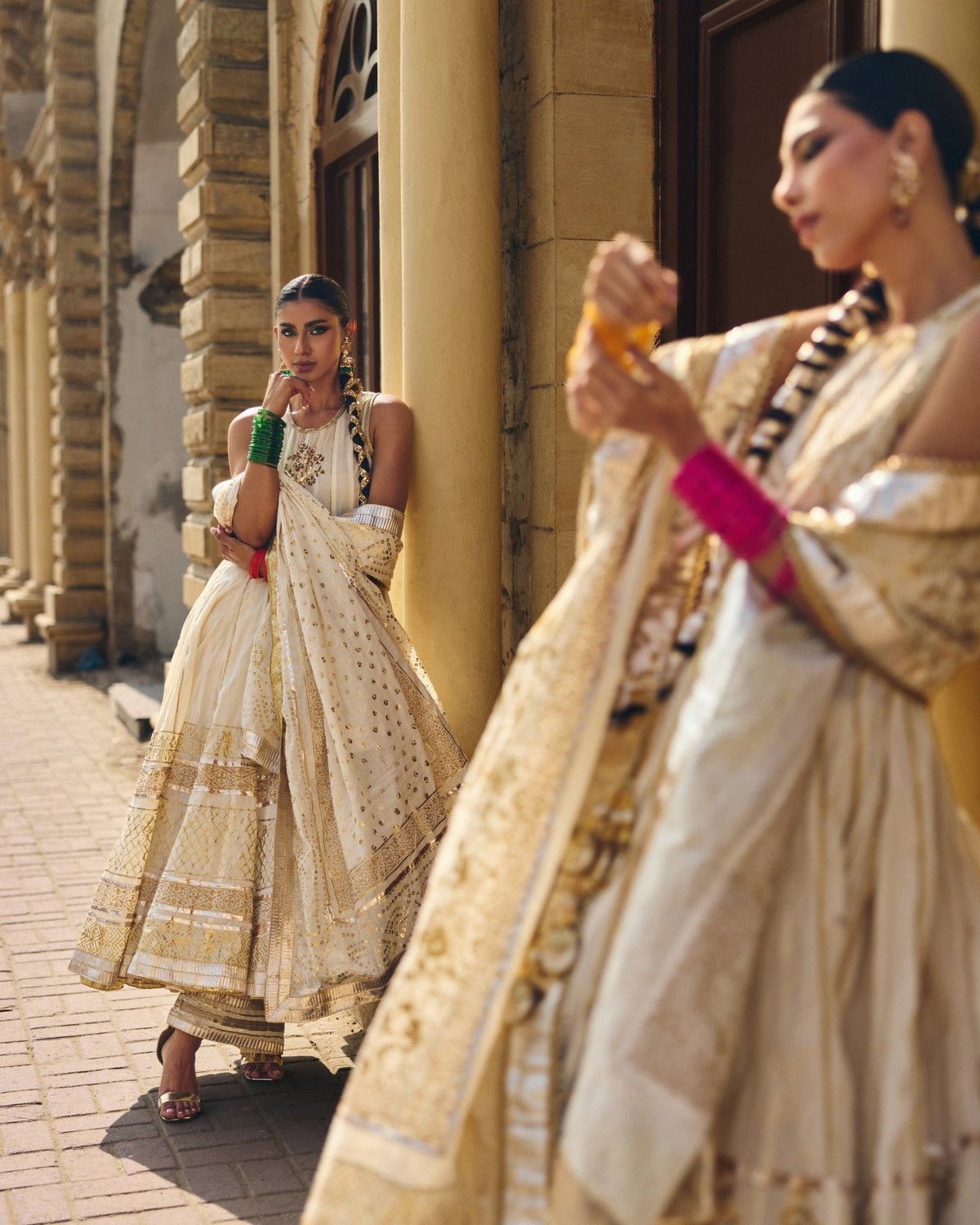 The Pink Tree Company | Polki Formals | Jhumar-Brand:The Pink Tree Company-Type:Ladies Clothes-Ivory - House of Maryam- Buy in UK, USA
