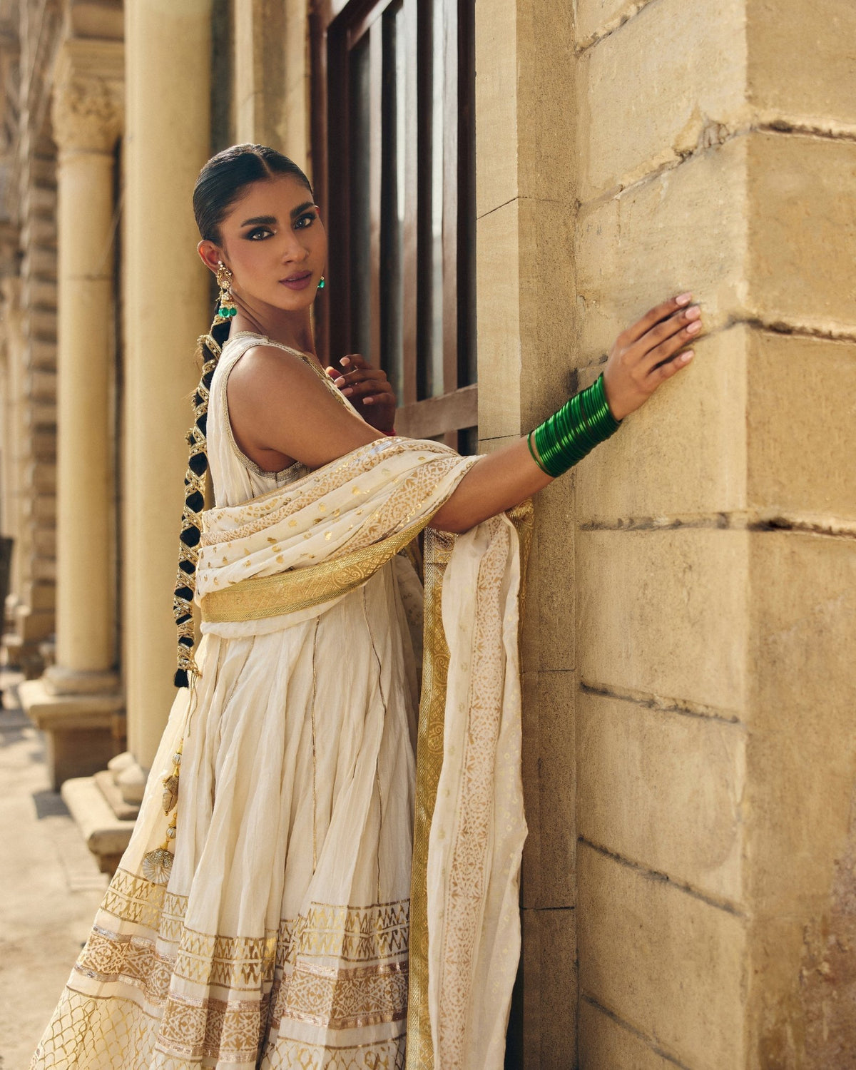 The Pink Tree Company | Polki Formals | Jhumar-Brand:The Pink Tree Company-Type:Ladies Clothes-Ivory - House of Maryam- Buy in UK, USA