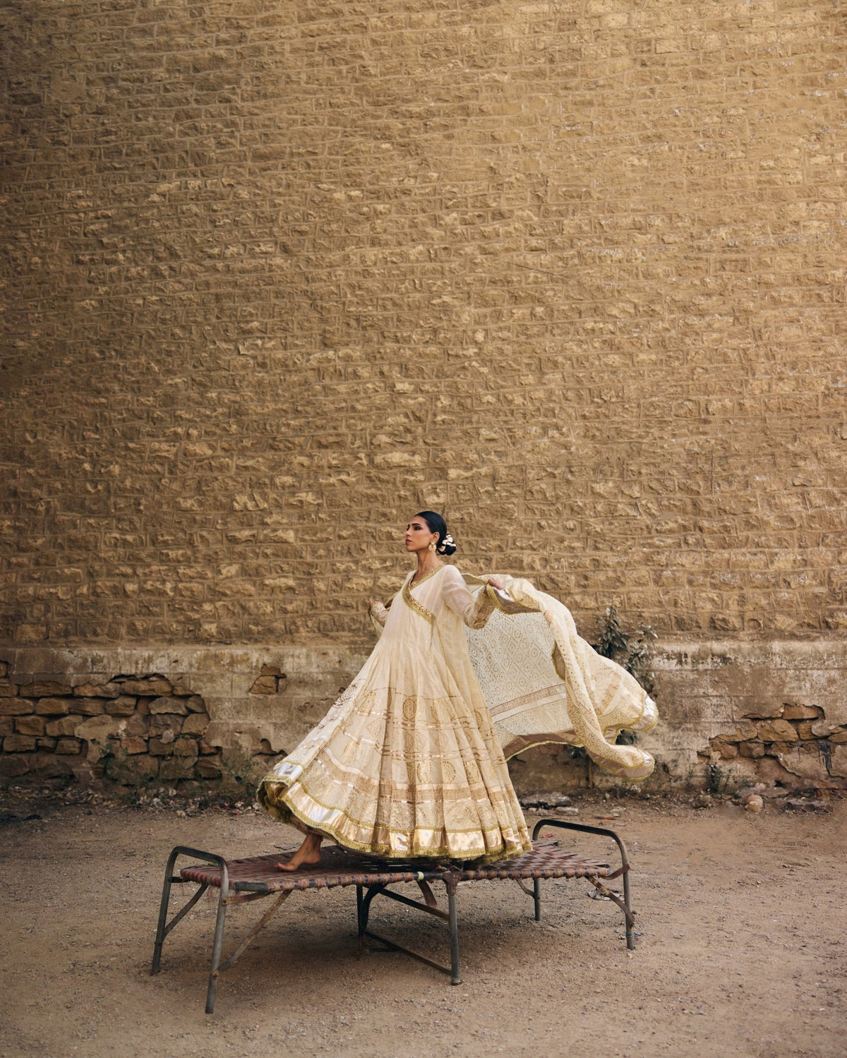 The Pink Tree Company | Polki Formals | Nath-Brand:The Pink Tree Company-Type:Ladies Clothes-Ivory - House of Maryam- Buy in UK, USA