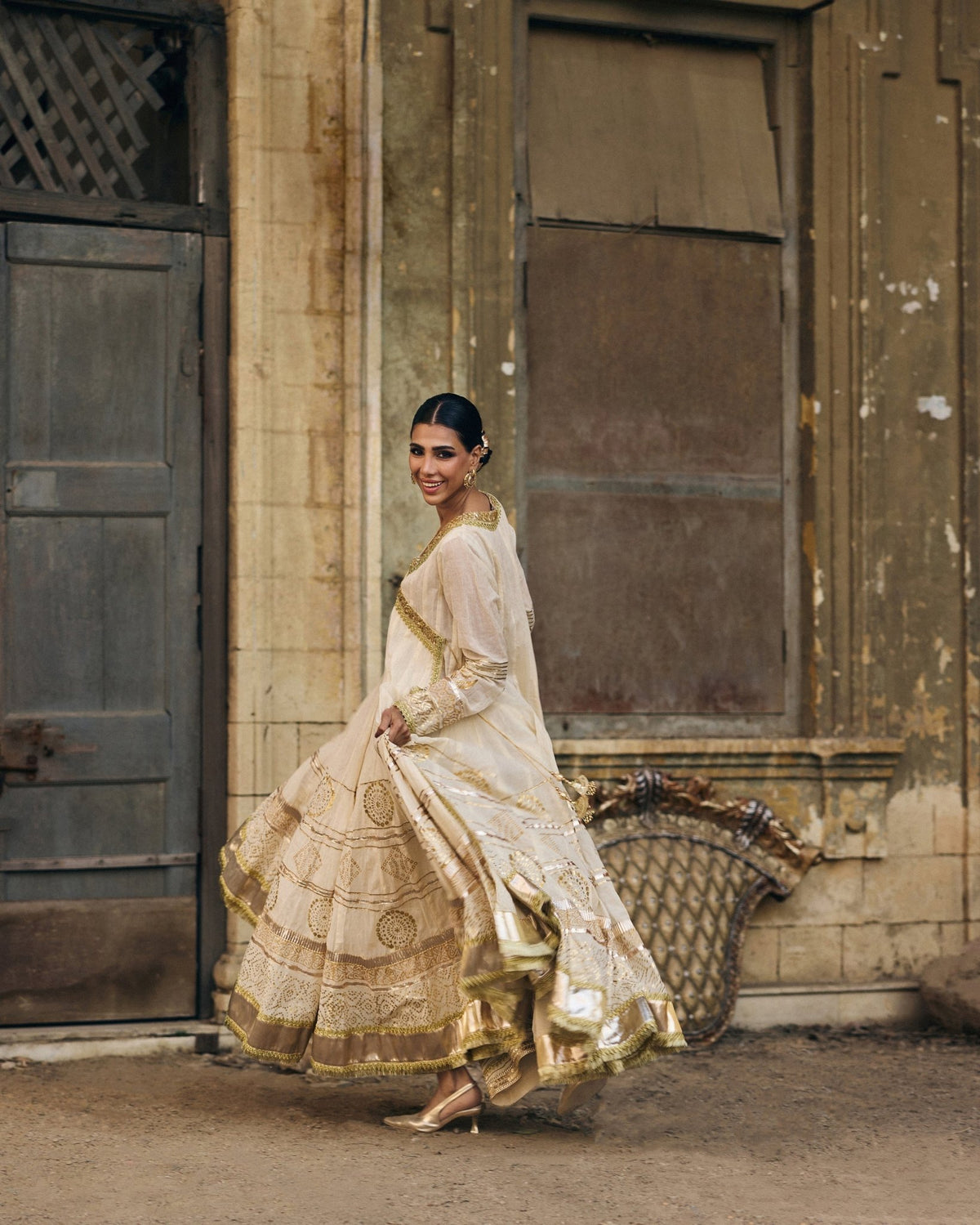 The Pink Tree Company | Polki Formals | Nath-Brand:The Pink Tree Company-Type:Ladies Clothes-Ivory - House of Maryam- Buy in UK, USA