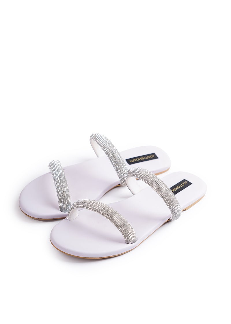 Twinkle Two Strap Diamanté Slides by House of Maryam - House of Maryam