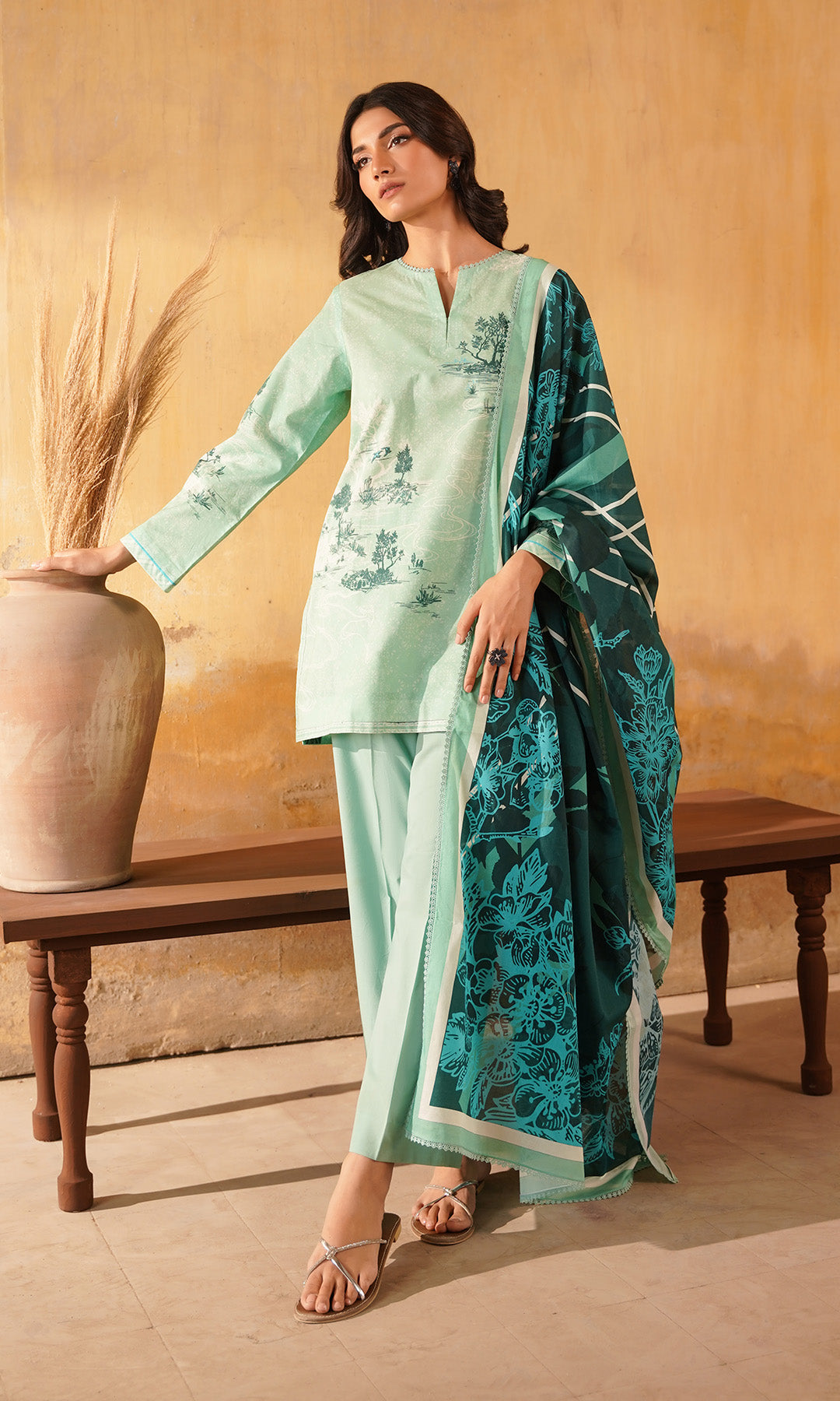 Sahar | Selene Vol 2 | Celadon Bloom -  Sahar Ladies Clothes - Original Designer Dress - House of Maryam