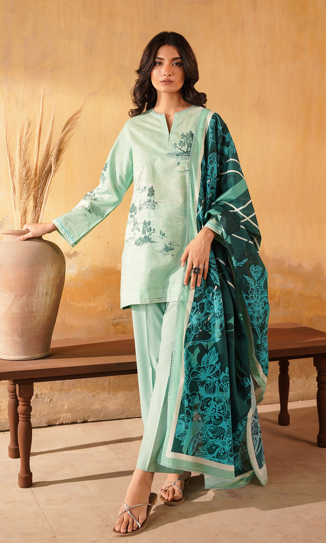 Sahar | Selene Vol 2 | Celadon Bloom -  Sahar Ladies Clothes - Original Designer Dress - House of Maryam