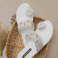 Chameli White Slides by Designer House of Maryam - House of Maryam - Pakistani Designer Ethnic Wear in {{ shop.shopifyCountryName }}