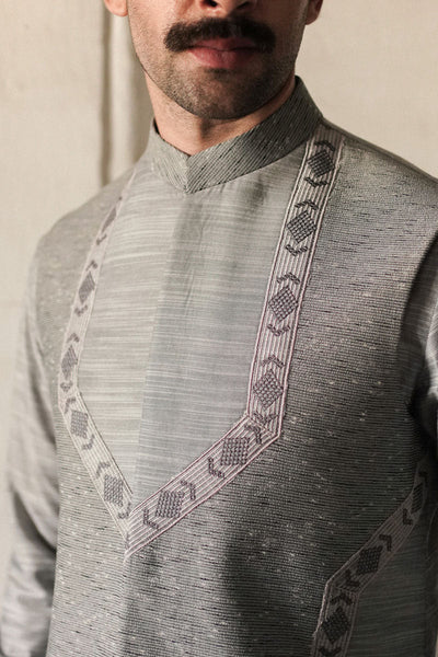 Republic By Omar Farooq | Luxury Rtw | Pastel Blue Waistcoat -  Eastern Luxury RTW - Original Designer Dress - House of Maryam