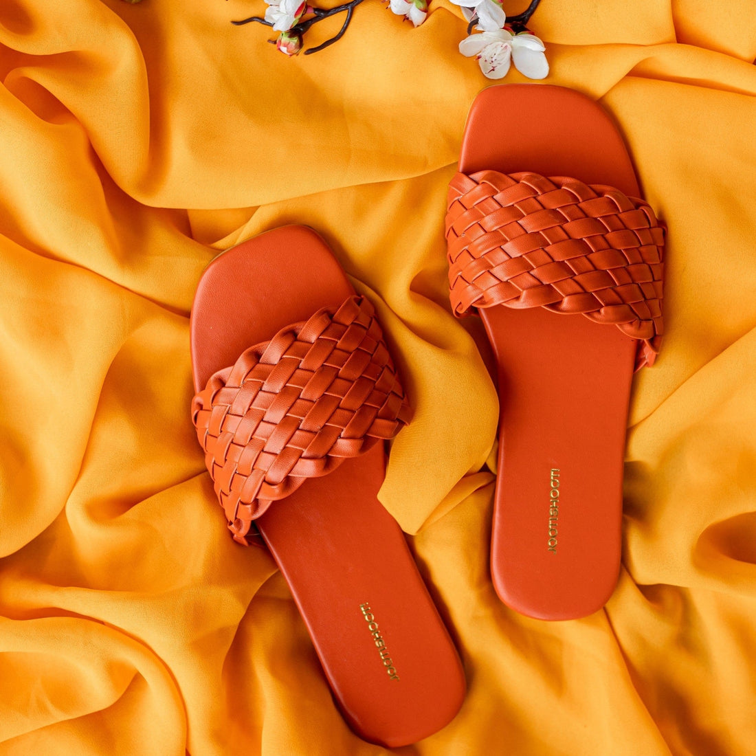 Weave Slides Orange by Designer House of Maryam - House of Maryam - Pakistani Designer Ethnic Wear in {{ shop.shopifyCountryName }}