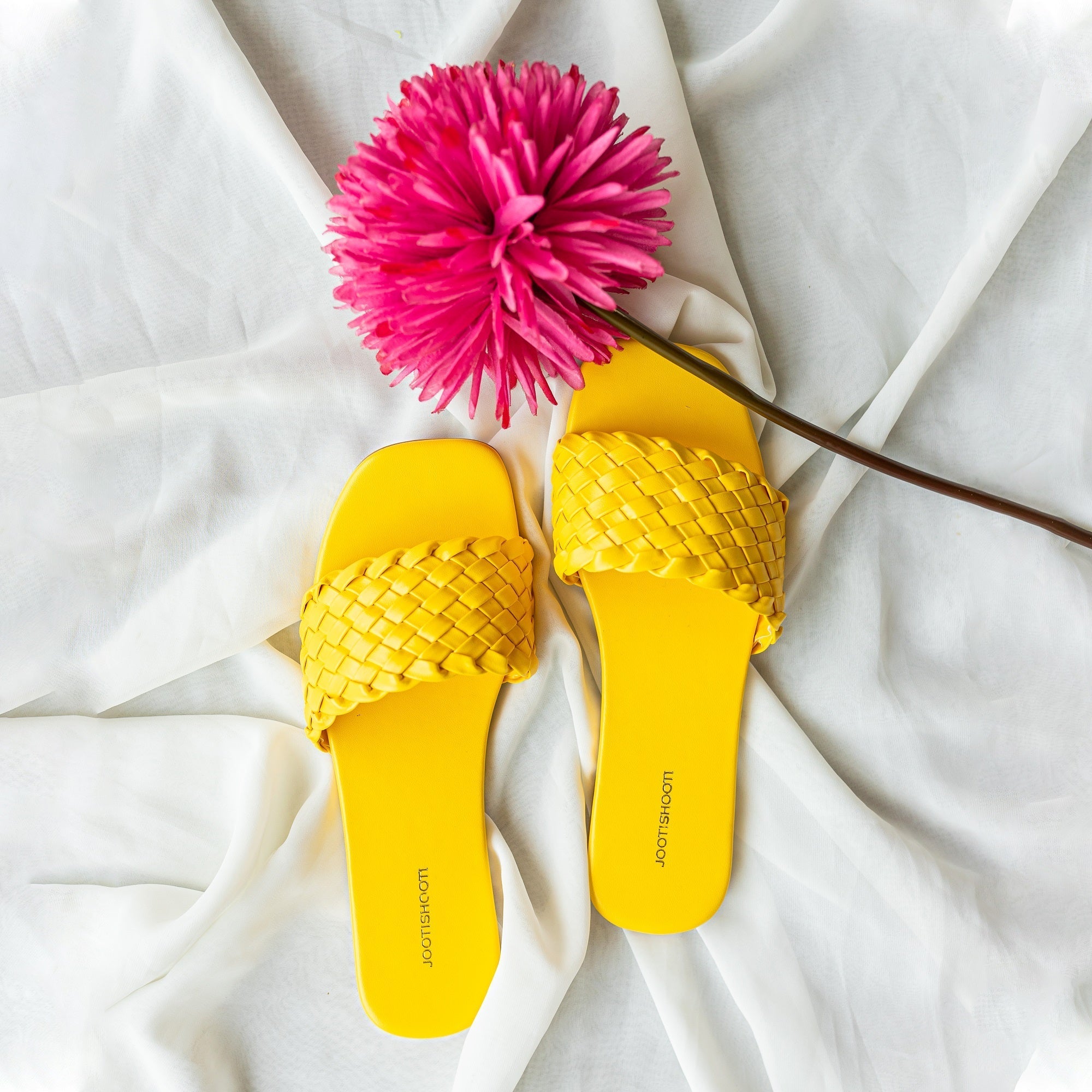 Weave Slides Yellow by House of Maryam - House of Maryam