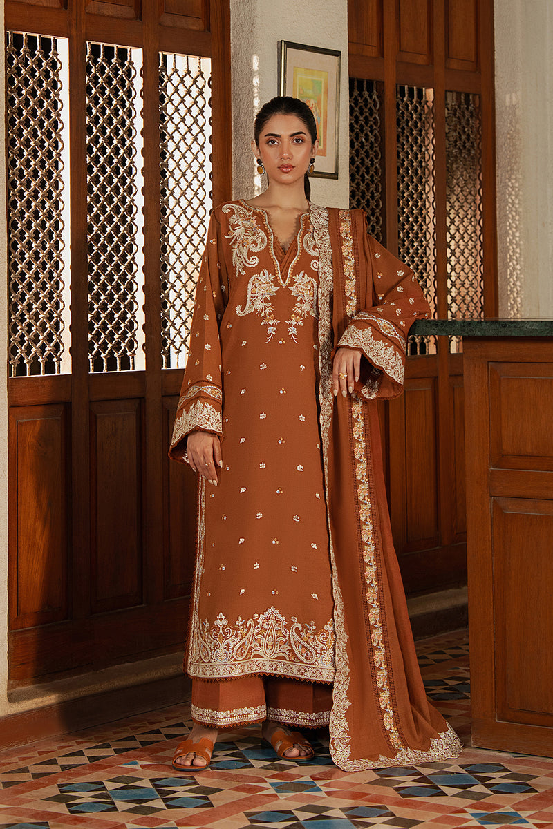 Afrozeh Bresca rust karandi suit