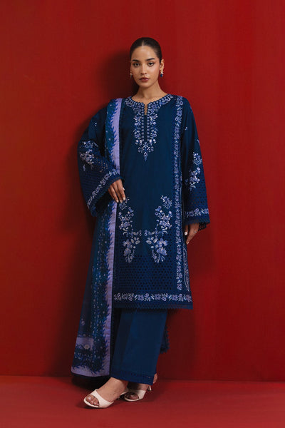 Afrozeh Sablem midnight blue lawn suit