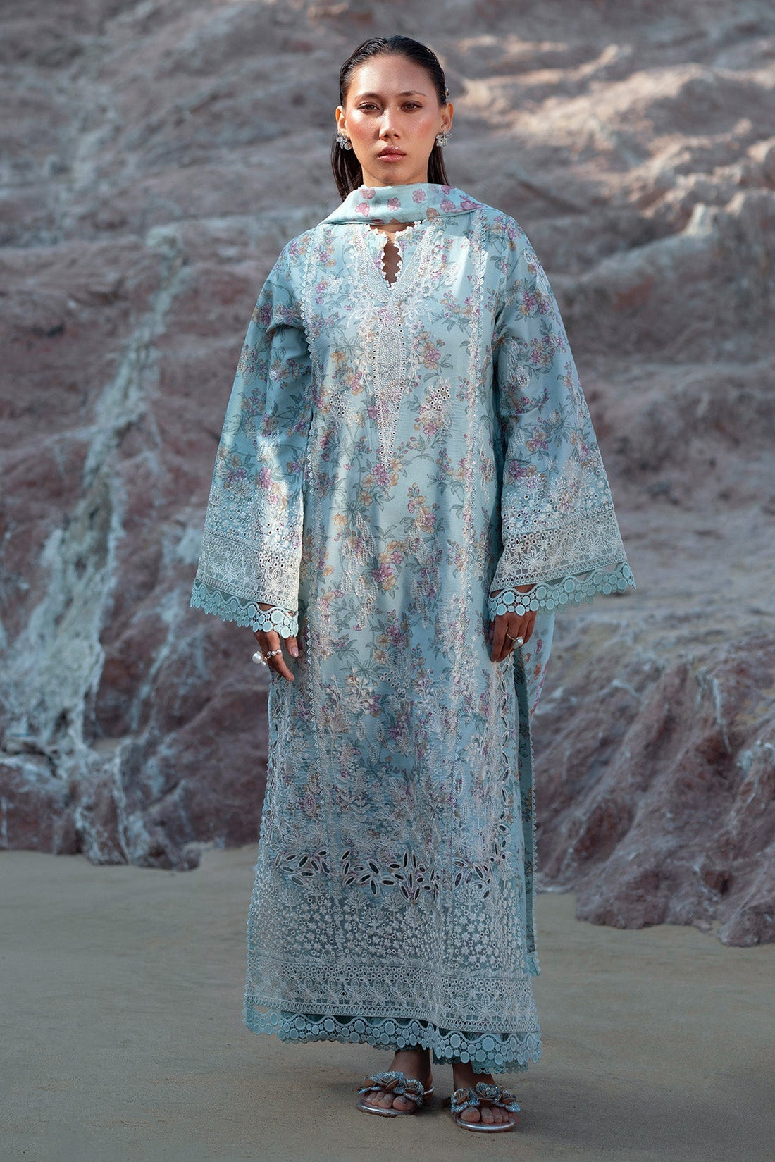 Afrozeh | Summer Together 25 | Aquamarine -  Afrozeh Ladies Clothes -  House of Maryam