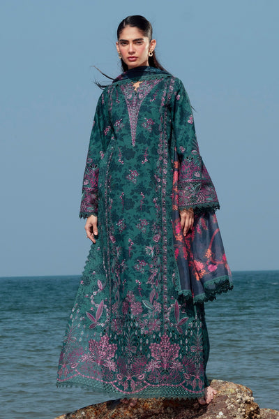 Afrozeh Emerald green embroidered lawn suit