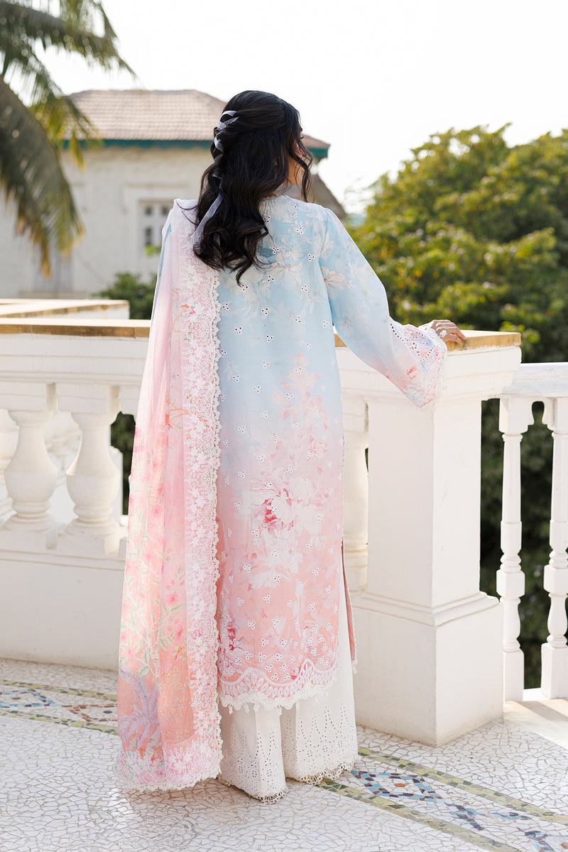 Afrozeh Liloura pastel tie and dye embroidered lawn suit, photo 2
