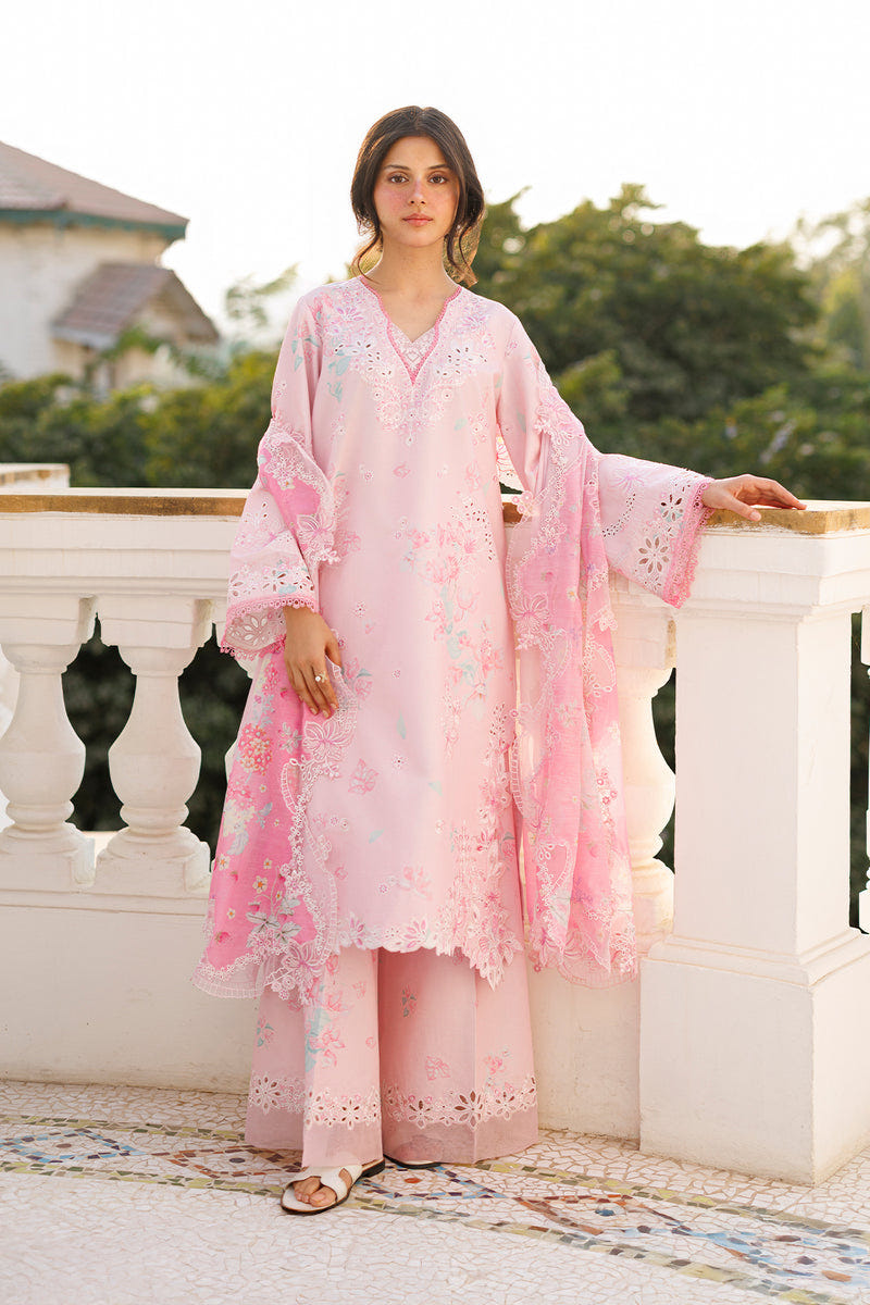 Afrozeh Amoura pink embroidered lawn suit