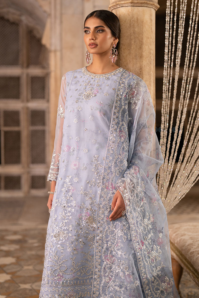 Cross Stitch | Wedding Pret | Amethyst Dusk-3PC Organza Embroidered Pret, image 5