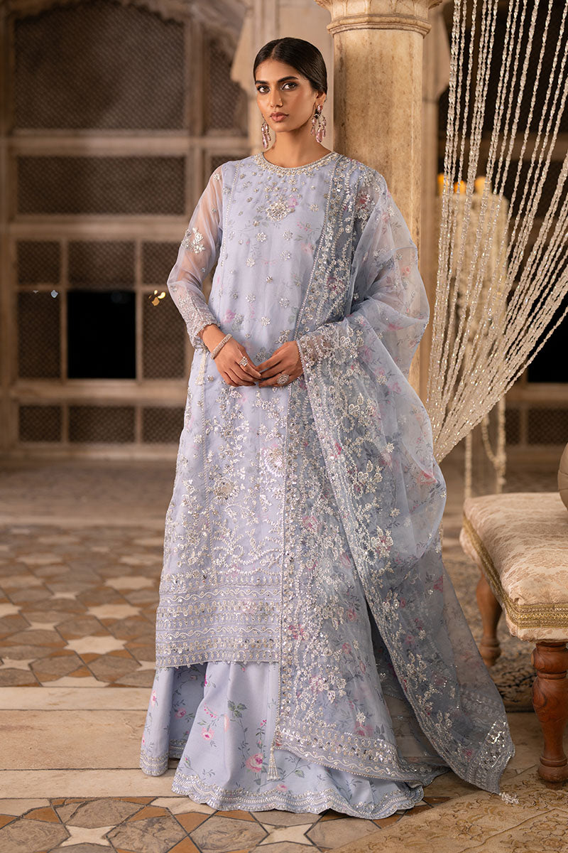 Cross Stitch | Wedding Pret | Amethyst Dusk-3PC Organza Embroidered Pret-3